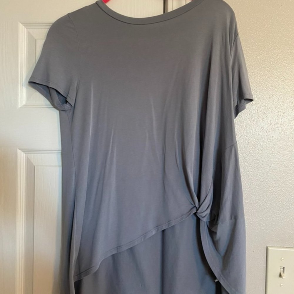 Dusty Blue Tee with Knot Detailing